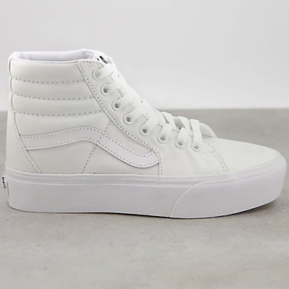 Vans Sk8-Hi Platform White Canvas High Top Sneakers Women's 7